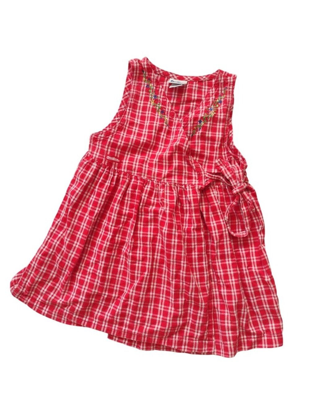 Oshkosh B'Gosh Vintage Little Girls Dress 4T Red Check Embroidered Made in USA